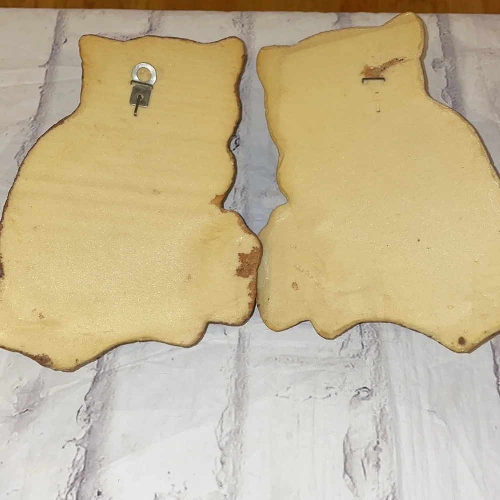 Vintage 70s Owl Pair Set of Two Foam Wall Hangings MCM - Picture 7 of 9